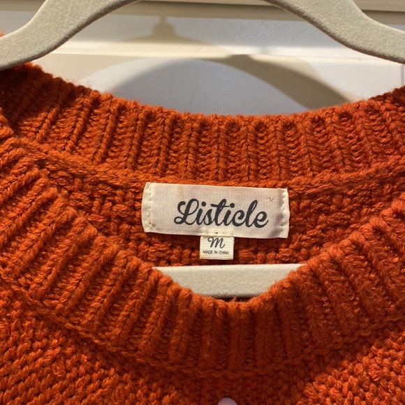 Listicle Orange Fringe Sweater Sz L - Picture 4 of 5